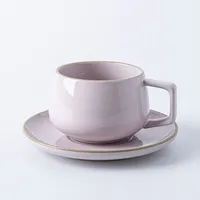 Bia Reactive Glaze Stoneware Cup & Saucer (Lavender)