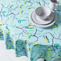 Texstyles Printed 'Chant' Polyester Tablecloth 70" Round (Green)