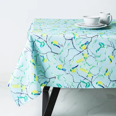 Texstyles Printed 'Chant' Polyester Tablecloth 58"x78" (Green)