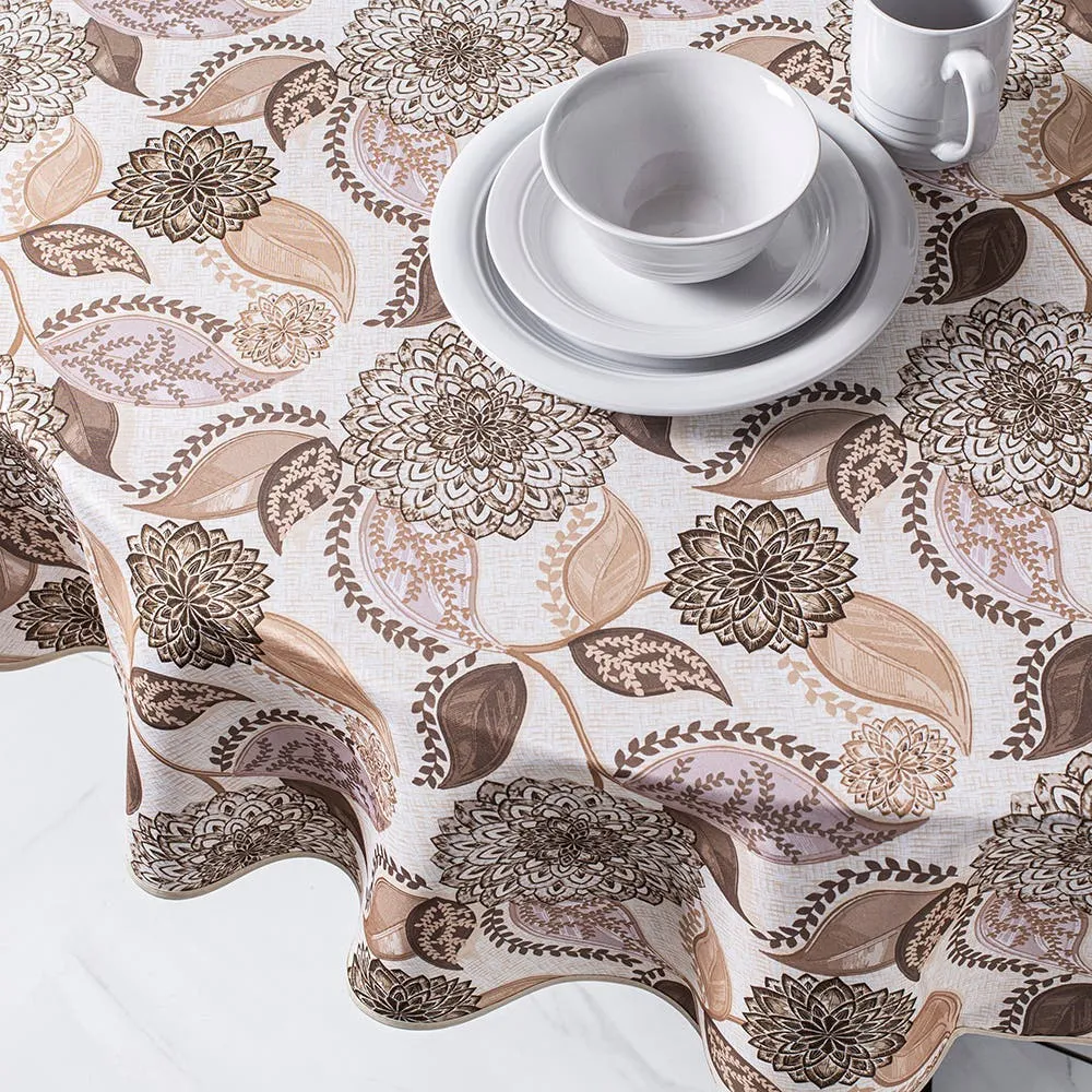 Texstyles Printed 'Madeira' Polyester Tablecloth 70" Round (Beige)