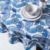 Texstyles Printed 'Madeira' Polyester Tablecloth 70" Round (Blue)