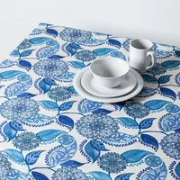Texstyles Printed 'Madeira' Polyester Tablecloth 58"x78" (Blue)