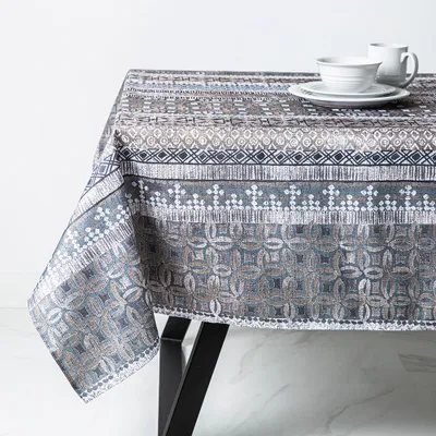 Texstyles Printed 'Terra Cotta' Polyester Tablecloth 58"x78" (Beige)