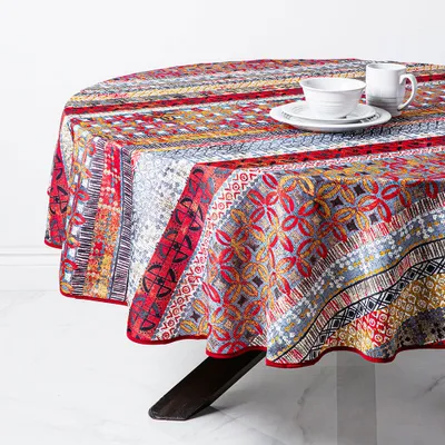Texstyles Printed 'Terra Cotta' Polyester Tablecloth 70" Round (Rust)