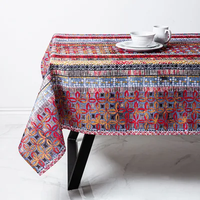 Texstyles Printed 'Terra Cotta' Polyester Tablecloth 58"x94"(Rust)
