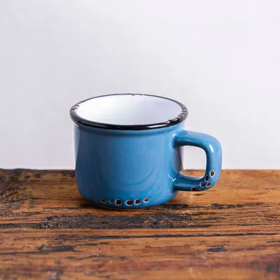 Abbott Enamel Look Stoneware Espresso Mug 3oz. (Denim)