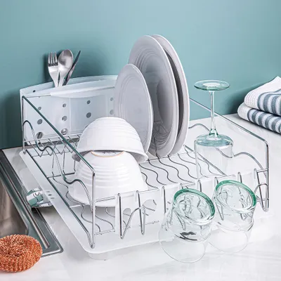 KSP Wave Dish Rack with Tray (Chrome