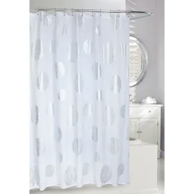 Moda At Home Polyester Fabric 'Zinnia' Shower Curtain (Silver/White)