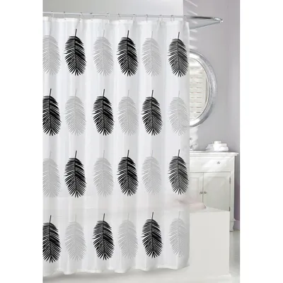 Moda At Home Peva 'Big Leaves' Shower Curtain 70x72" (Grey/Black)