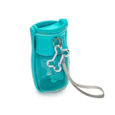 Nice Paws Pet Foldable Water Bottle with Strap 350mL (Turquoise)