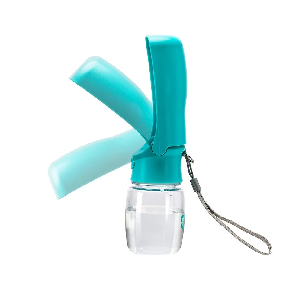 Nice Paws Pet Foldable Water Bottle with Strap 350mL (Turquoise)