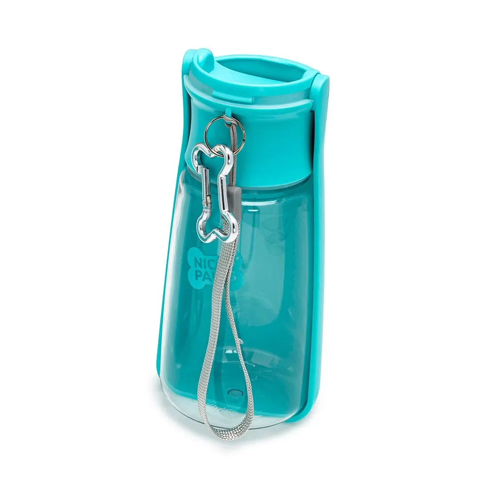 Nice Paws Pet Foldable Water Bottle with Strap 550ml (Turquoise)