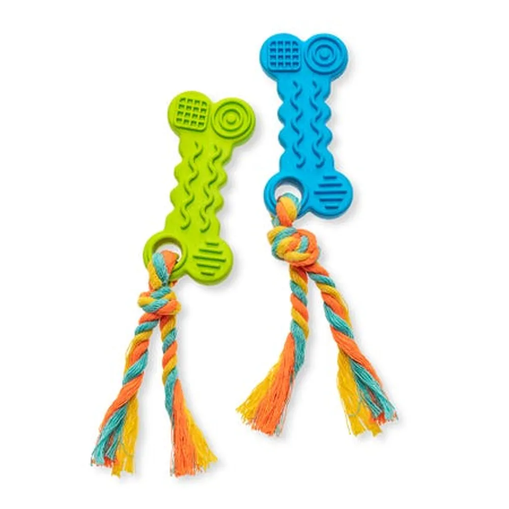 Nice Paws Pet Rope 'N Bone Toy Mini - Set of 2 (Asstd.)