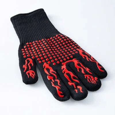 Better BBQ Grill Heat Resistant Glove (Black/Red)