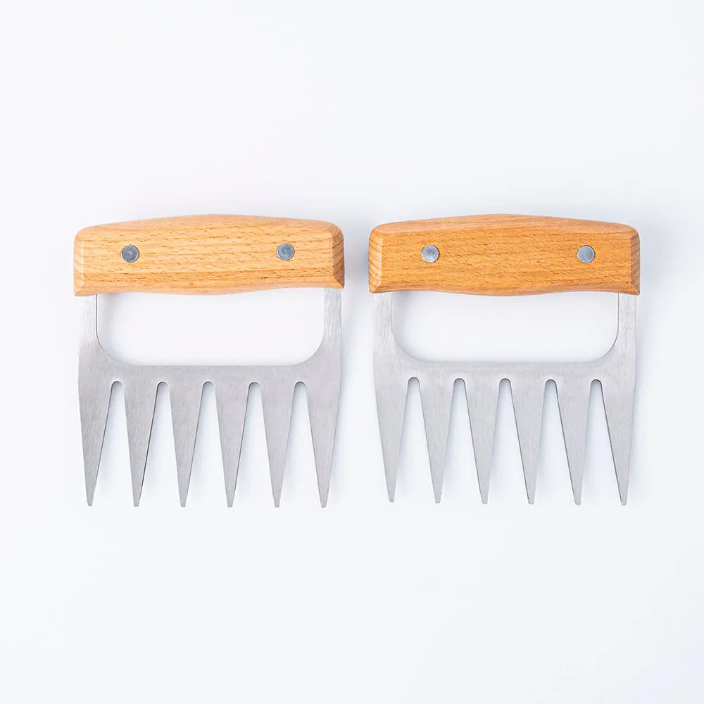 Better BBQ Grill Meat Claw with Wood Handle - Set of 2