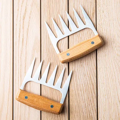 Better BBQ Grill Meat Claw with Wood Handle - Set of 2