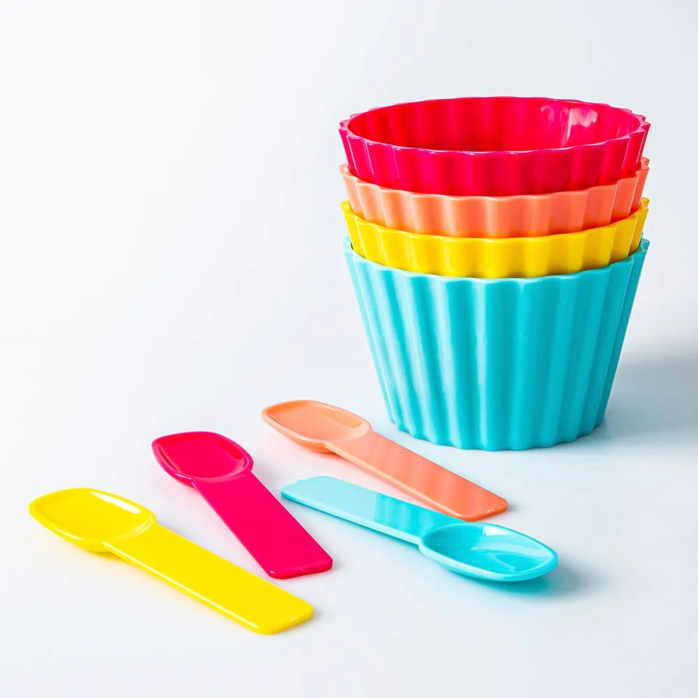 Luciano Fun Times Ice Cream Cup & Spoon Combo - S/8 (Multi Colour)