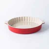 Staub Made In Portugal Round Fluted Pie Dish (Cherry/White)