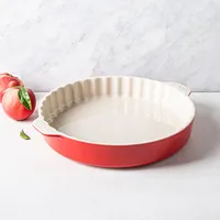 Staub Made In Portugal Round Fluted Pie Dish (Cherry/White)