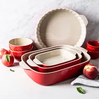 Staub Made In Portugal Round Fluted Pie Dish (Cherry/White)