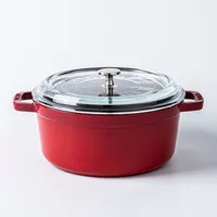 Staub France Cast Iron Cocotte with Glass Lid 3.8L (Cherry)