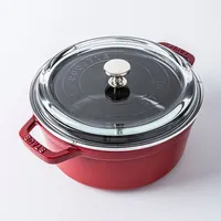 Staub France Cast Iron Cocotte with Glass Lid 3.8L (Cherry)