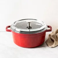 Staub France Cast Iron Cocotte with Glass Lid 3.8L (Cherry)