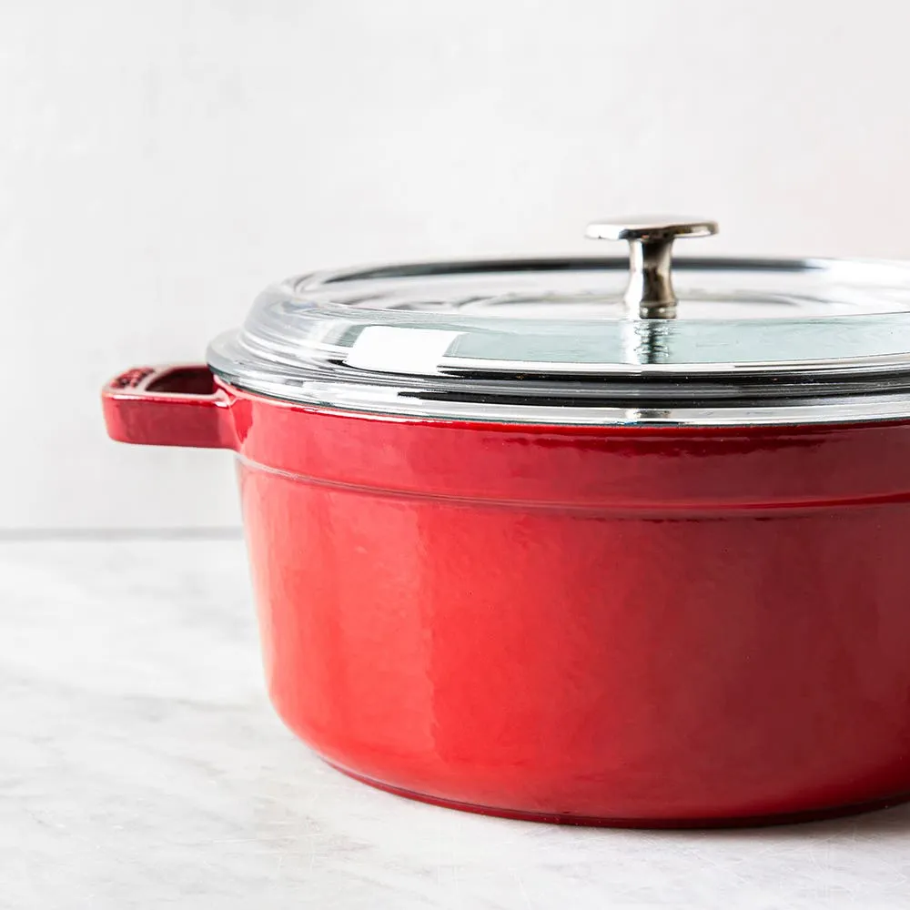 Staub France Cast Iron Cocotte with Glass Lid 3.8L (Cherry)
