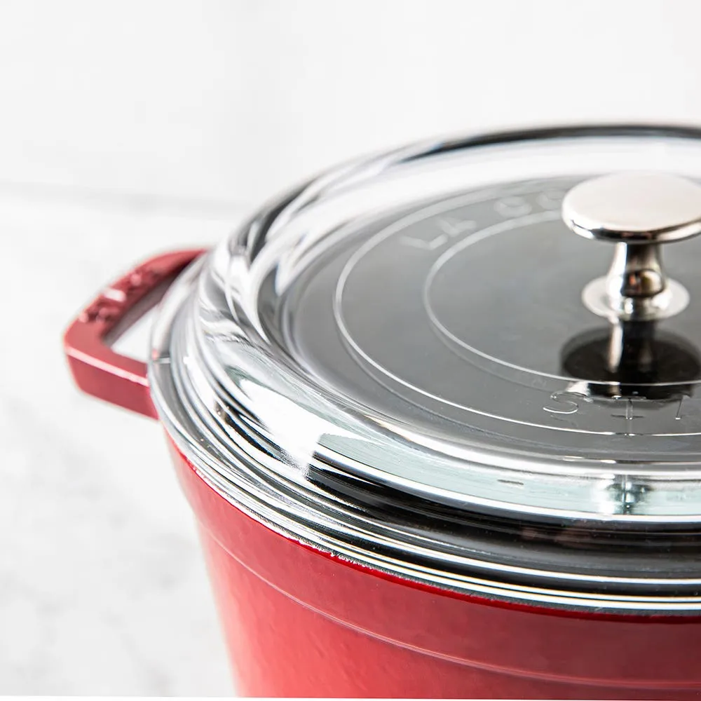 Staub France Cast Iron Cocotte with Glass Lid 3.8L (Cherry)