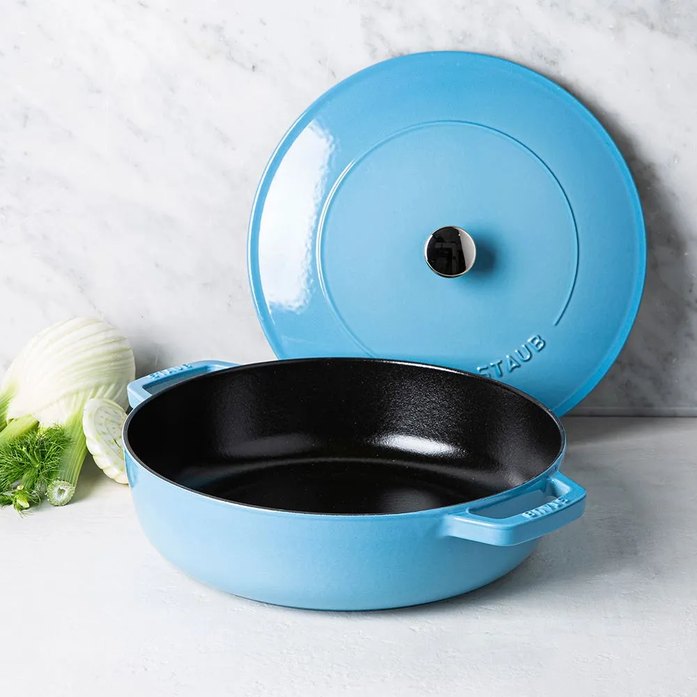 Staub France Cast Iron Braiser Pan 3.8L (Light Blue)