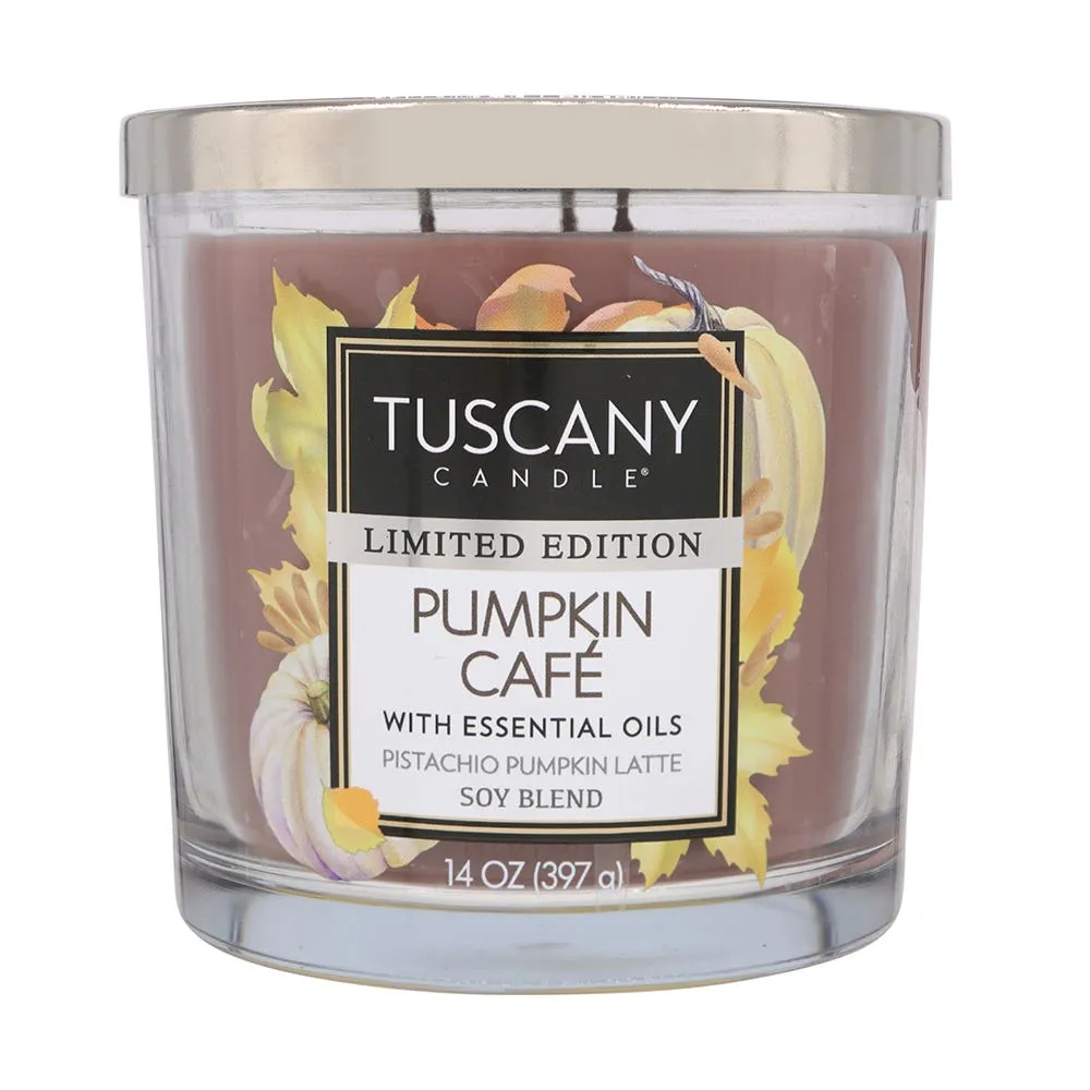 Empire Tuscany 3-Wick 'Pumpkin Cafe' Glass Jar Candle 14oz.