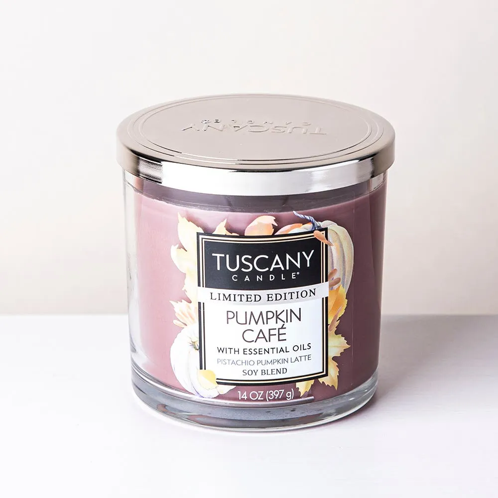 Empire Tuscany 3-Wick 'Pumpkin Cafe' Glass Jar Candle 14oz.