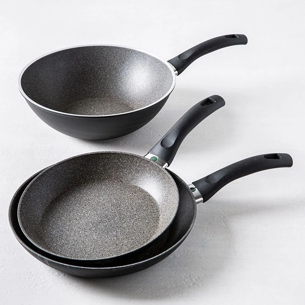 Ballarini Bologna Non-Stick Wok and Frypan - Set of 3 (Black/Grey)