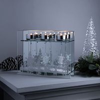 KSP Christmas Mirror 'Winter Wonderland' Glass Tealight Holder 3-Light