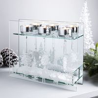 KSP Christmas Mirror 'Winter Wonderland' Glass Tealight Holder 3-Light