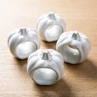 Harman Pumpkin Ceramic Napkin Ring - Set of 4 (White)