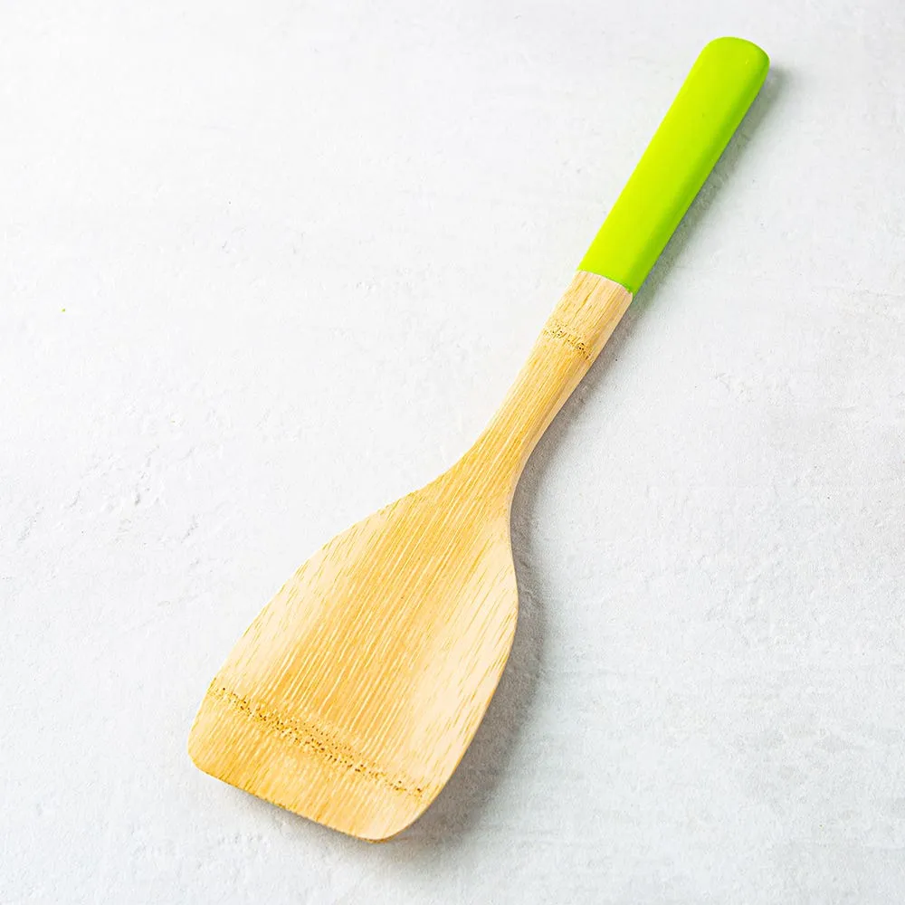 Pebbly Bamboo Turner with  Silicone Handle 12" (Asstd.)