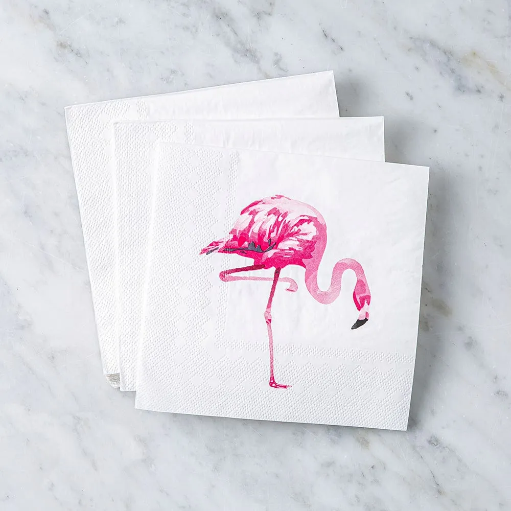 Harman 3-Ply 'Watercolor Flamingo' Paper Napkin - Set of 20 (White)