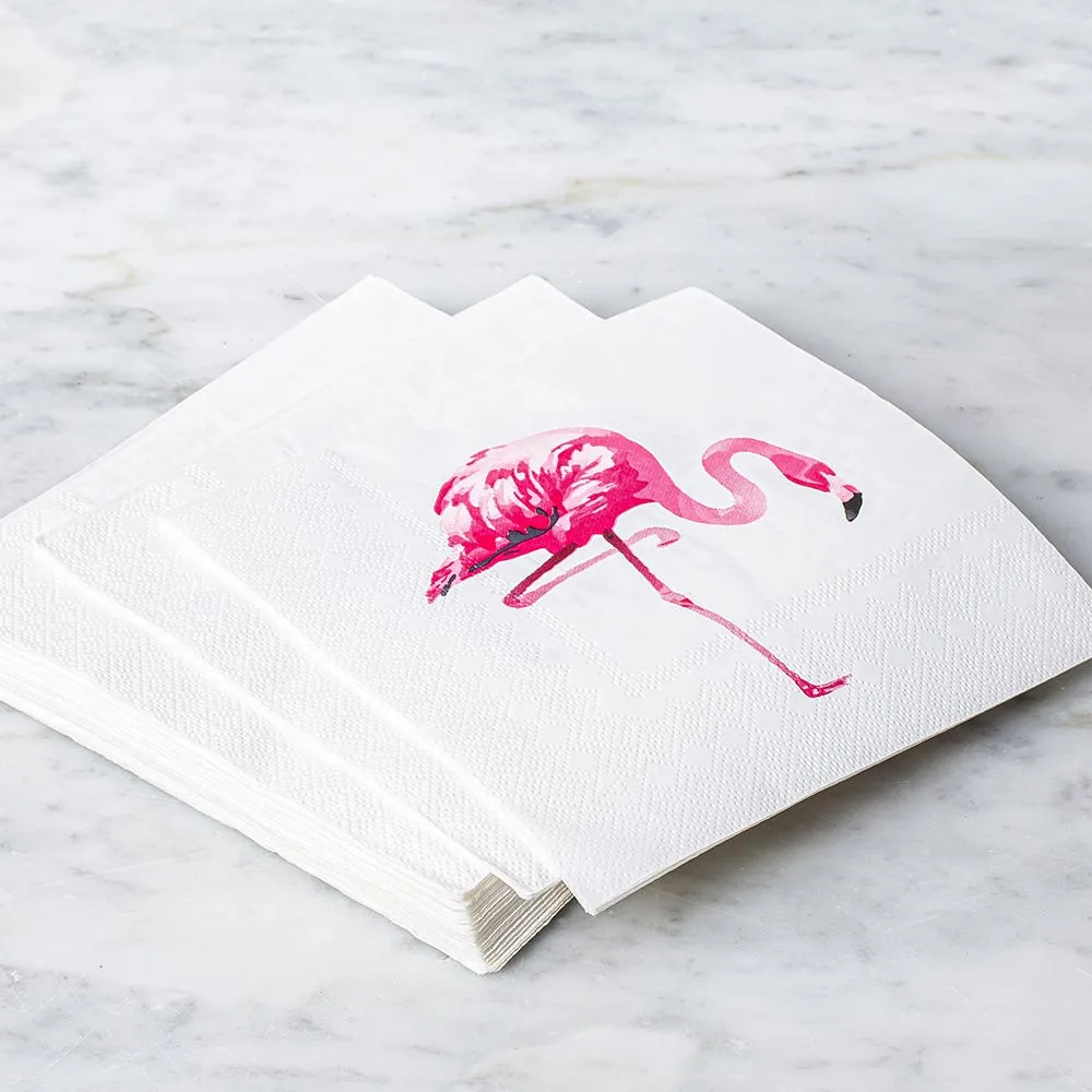 Harman 3-Ply 'Watercolor Flamingo' Paper Napkin - Set of 20 (White)