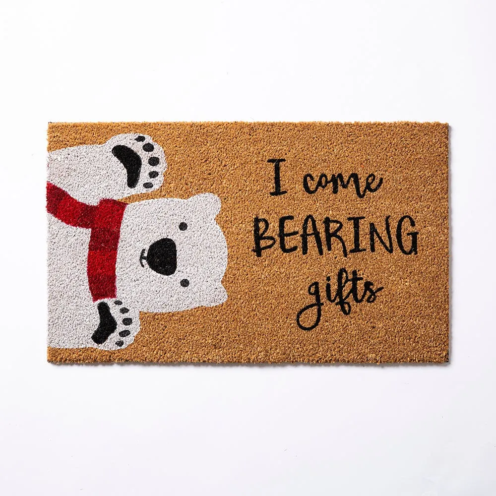 KSP Christmas 'Polar Bear' Coir Doormat (Black/White)