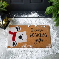 KSP Christmas 'Polar Bear' Coir Doormat (Black/White)