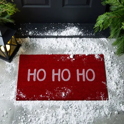 KSP Christmas 'Ho Ho Ho' Coir Doormat (Red)