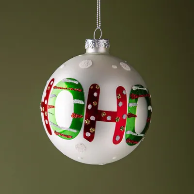 Nutcracker Christmas 'Ho Ho Ho' Glass Ornament Ball (Multi Colour)