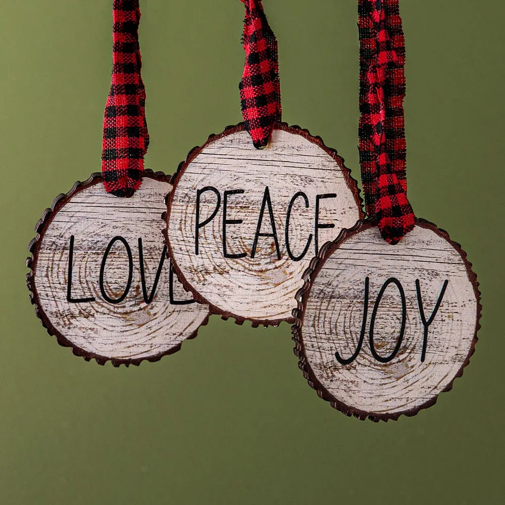 Christmas Tradition 'Wood Look' Ornament Love/Peace/Joy (Asstd.)