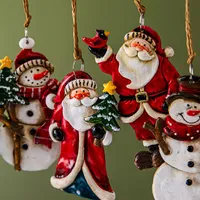 Christmas Tradition 'Wood Look' Ornament Snowman/Santa (Asstd.)