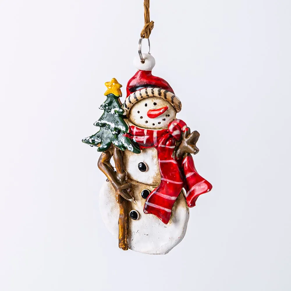 Christmas Tradition 'Wood Look' Ornament Snowman/Santa (Asstd.)