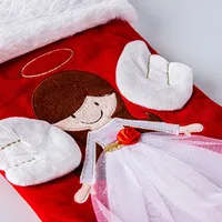 KSP Christmas 'Angel' Velvet Stocking 20" (White/Red)