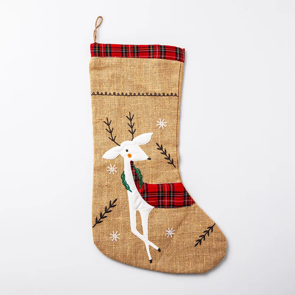 KSP Christmas 'Reindeer' Jute Stocking 20" (Natural)