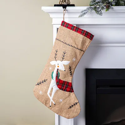 KSP Christmas 'Reindeer' Jute Stocking 20" (Natural)