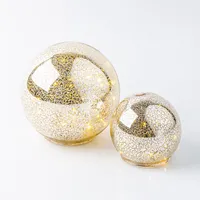 KSP Christmas Lustre Glass Ball with LED - Set of 2 (Gold/Clear)